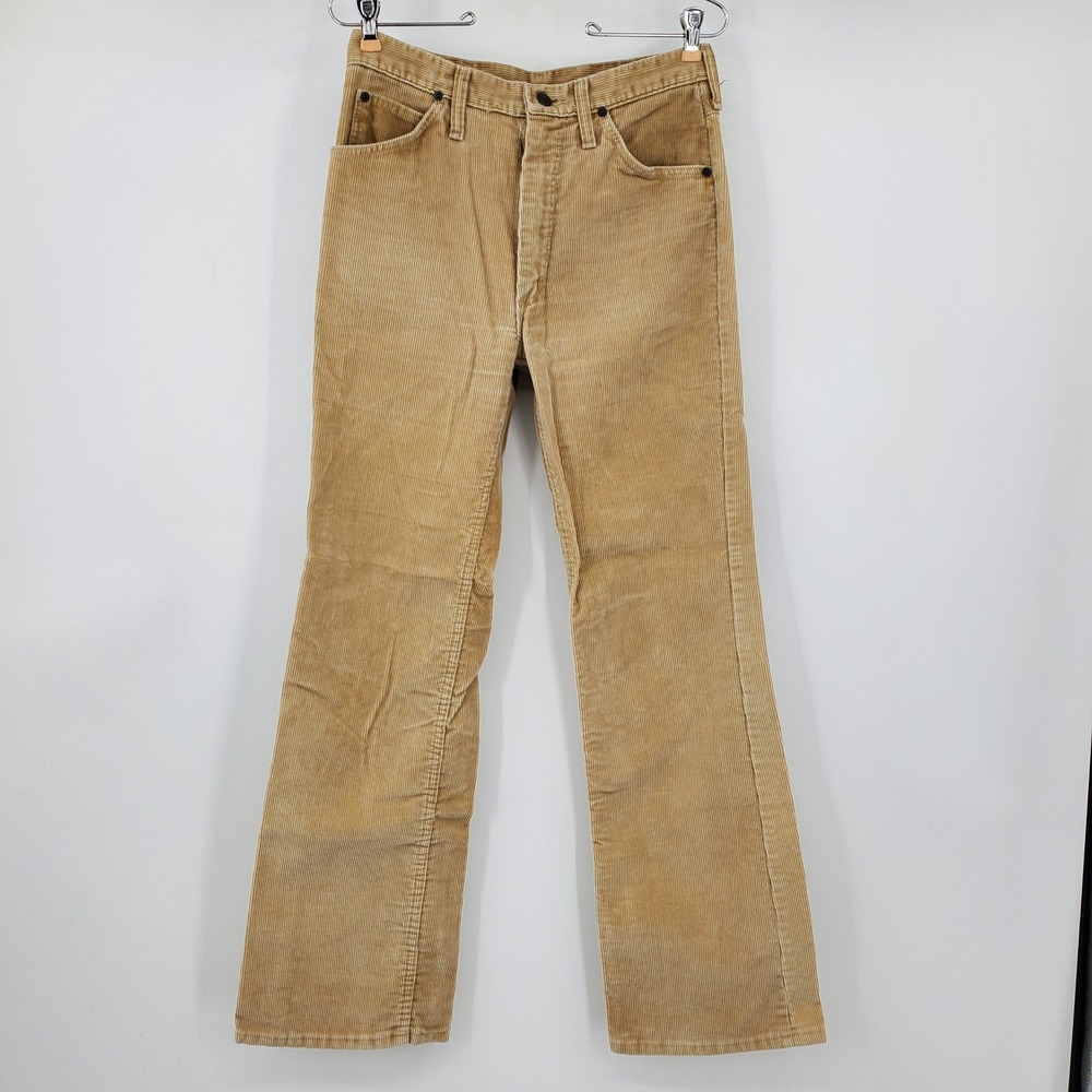 Vintage Wrangler Corduroy Pants Tan Western Straight Leg USA 30 Cowboy Ranch
